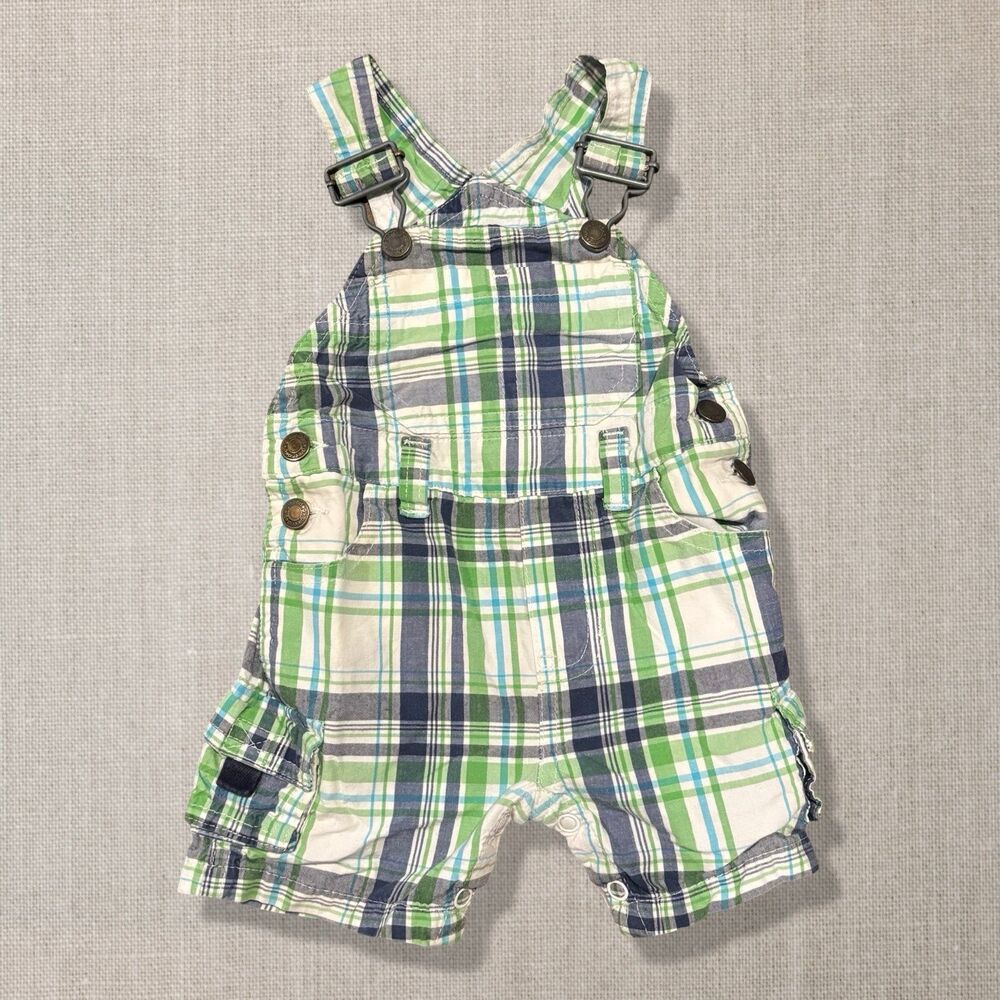 Greendog Y2K Baby Plaid Shortall Overalls 3-6M Cargo 2000s Macy’s